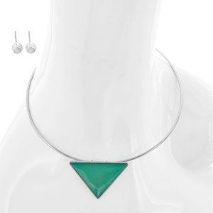 CHOKER STYLE TRIANGLE PENDNAT NECKLACE & EARRINGS